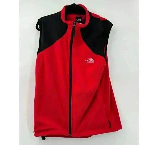 The North Face Men’s Sleeveless Fleece Vest Lg Black Red Full Zip Outdoor Jacket - Picture 1 of 4